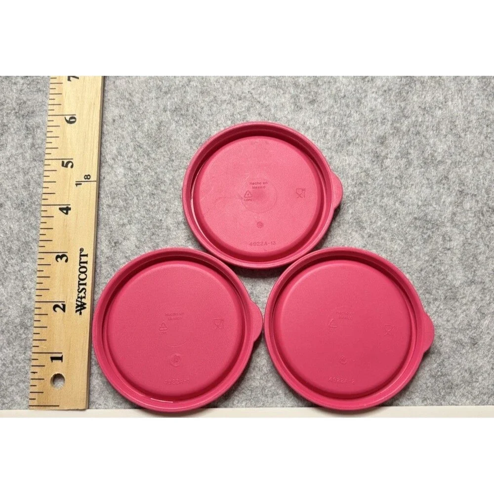 Set of 3 Pink Tupperware 4922A Snack Cup Tumbler Replacement Lids Seal